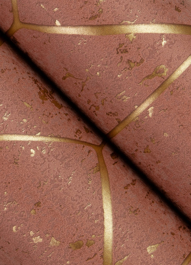 Hayden Raspberry Concrete Trellis Wallpaper with Metallic Geometric Pattern - Advantage 4125-26703