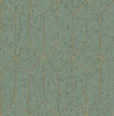 Hayden Mint Concrete Trellis Wallpaper with Metallic Geometric Texture - Brewster 4125-26704