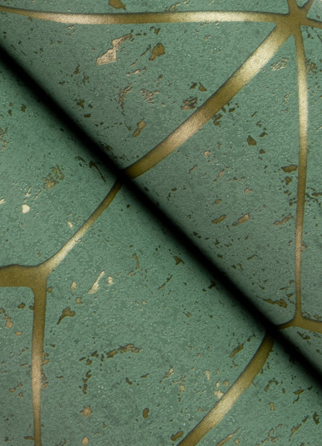 Hayden Mint Concrete Trellis Wallpaper with Metallic Geometric Texture - Brewster 4125-26704