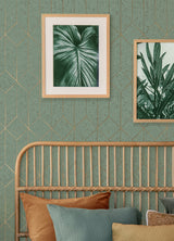 Hayden Mint Concrete Trellis Wallpaper with Metallic Geometric Texture - Brewster 4125-26704
