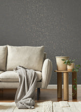 Callie Charcoal Concrete Wallpaper with Metallic Distressed Texture - Advantage 4125-26706