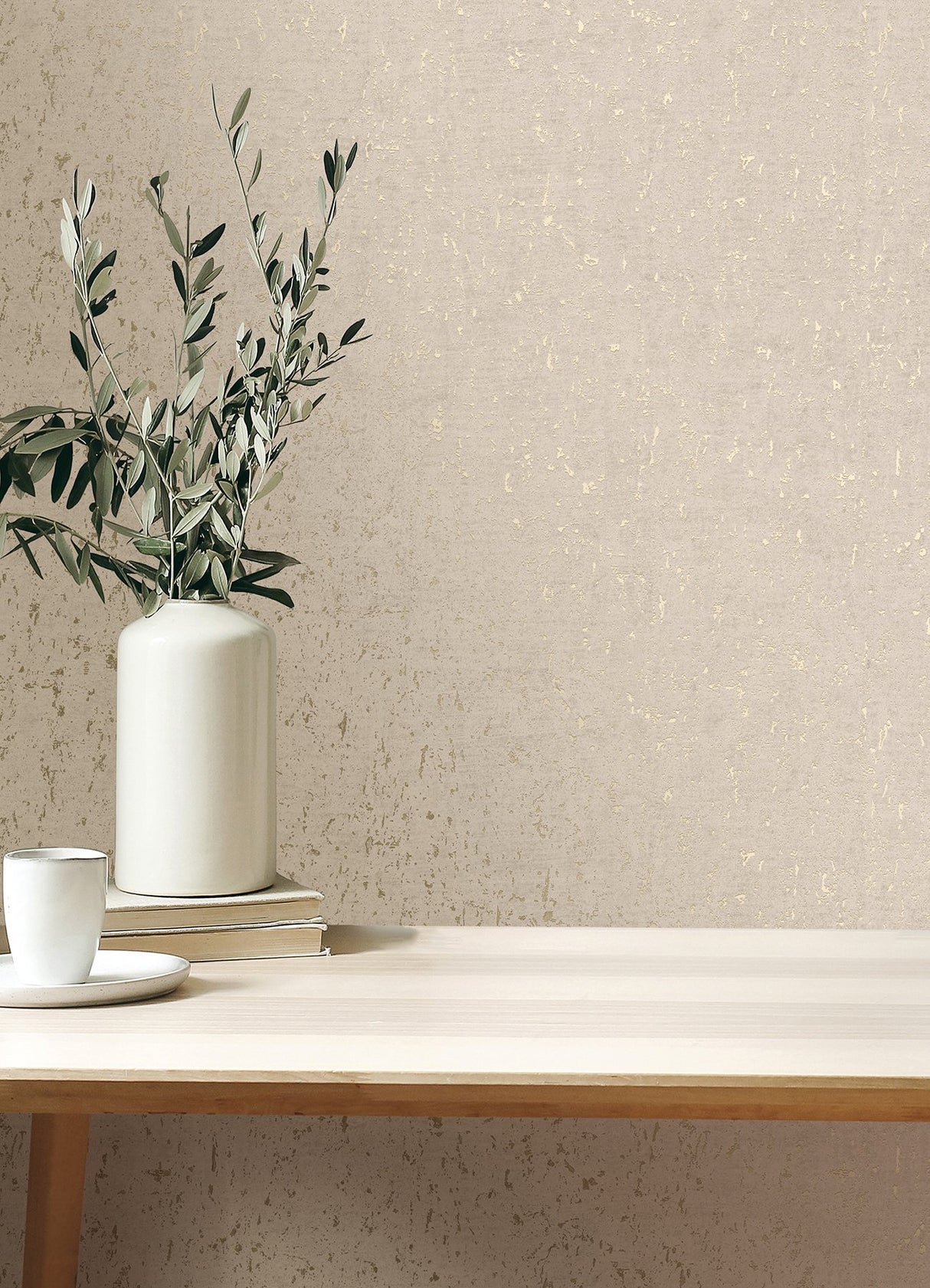Callie Bone Concrete Wallpaper with Distressed Textures Industrial Abstract Pattern - Advantage 4125-26707