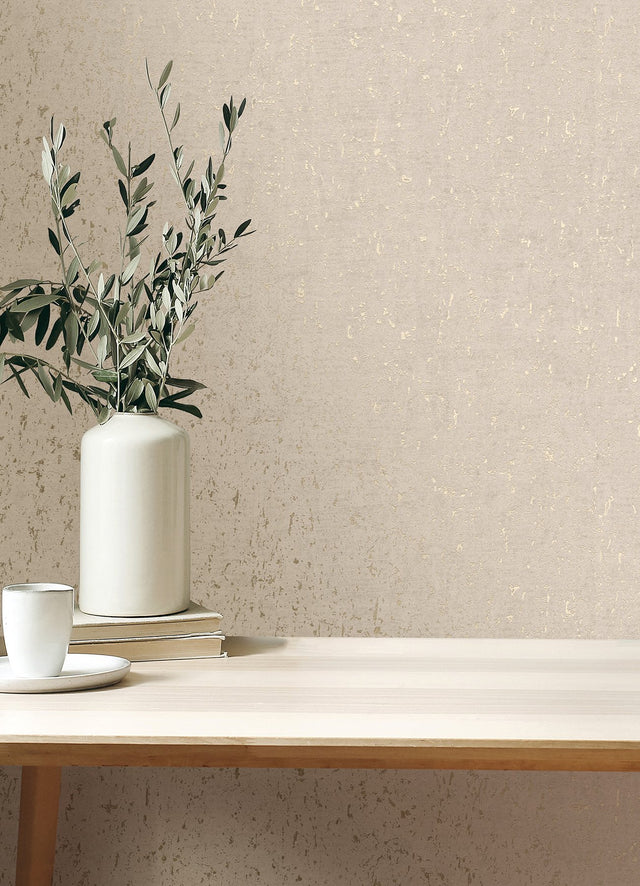Callie Bone Concrete Wallpaper with Distressed Textures Industrial Abstract Pattern - Advantage 4125-26707