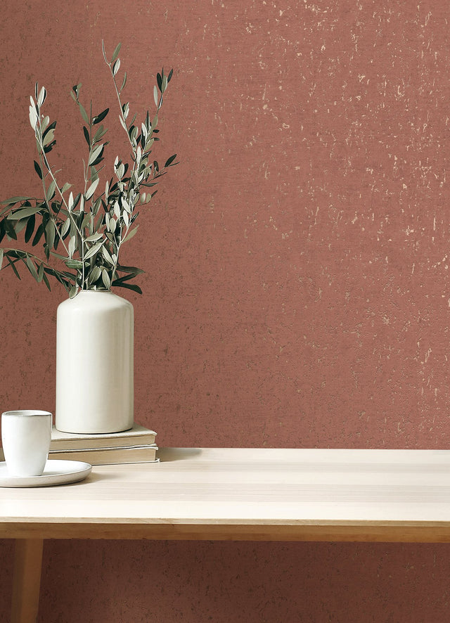 Callie Raspberry Concrete Wallpaper with Distressed Textures Motif - Advantage 4125-26708