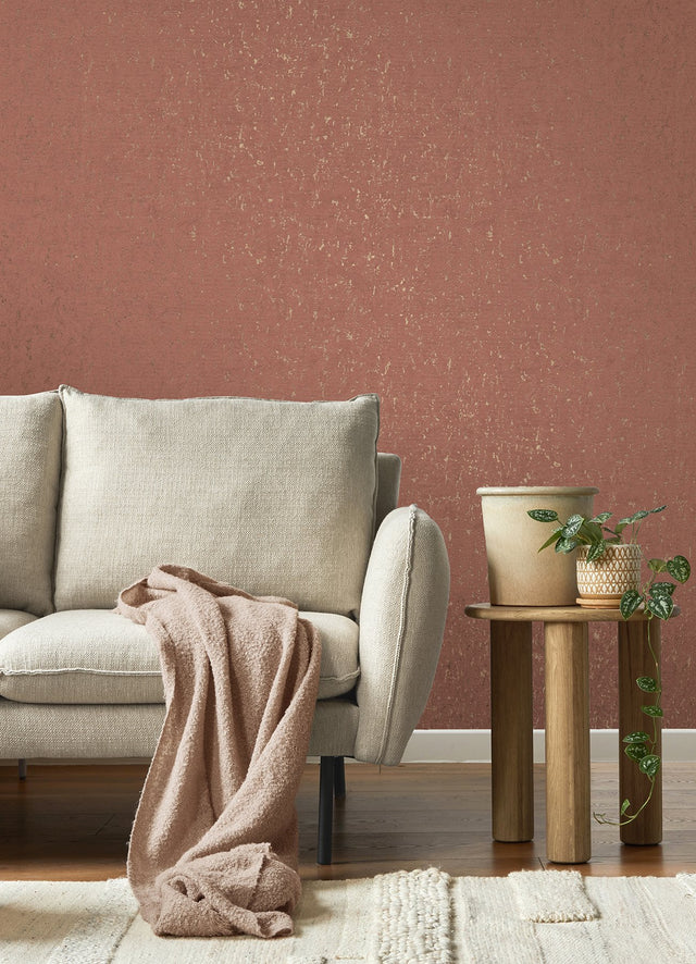 Callie Raspberry Concrete Wallpaper with Distressed Textures Motif - Advantage 4125-26708