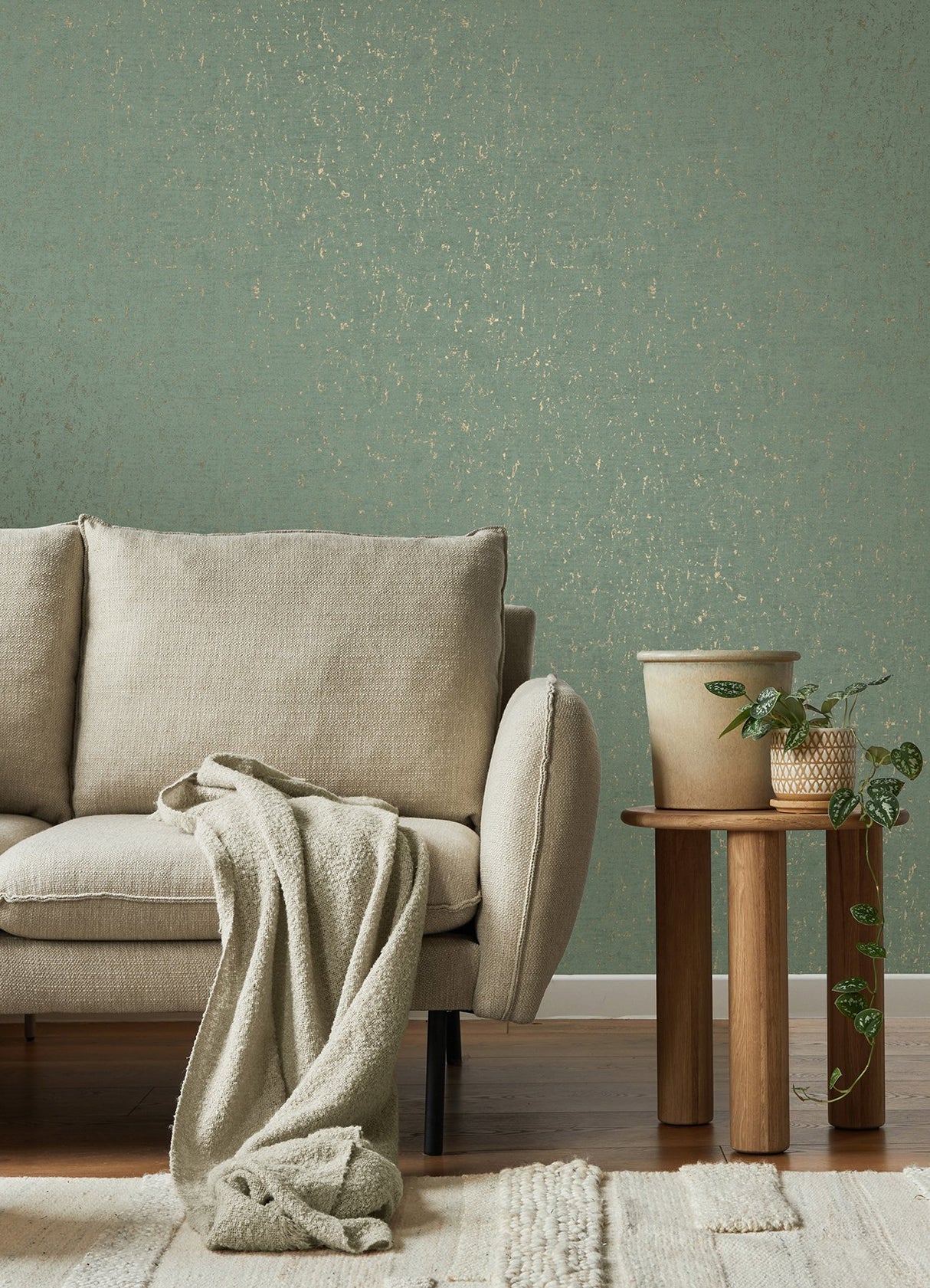Callie Mint Concrete Wallpaper with Distressed Textures Industrial Style - Advantage 4125-26709