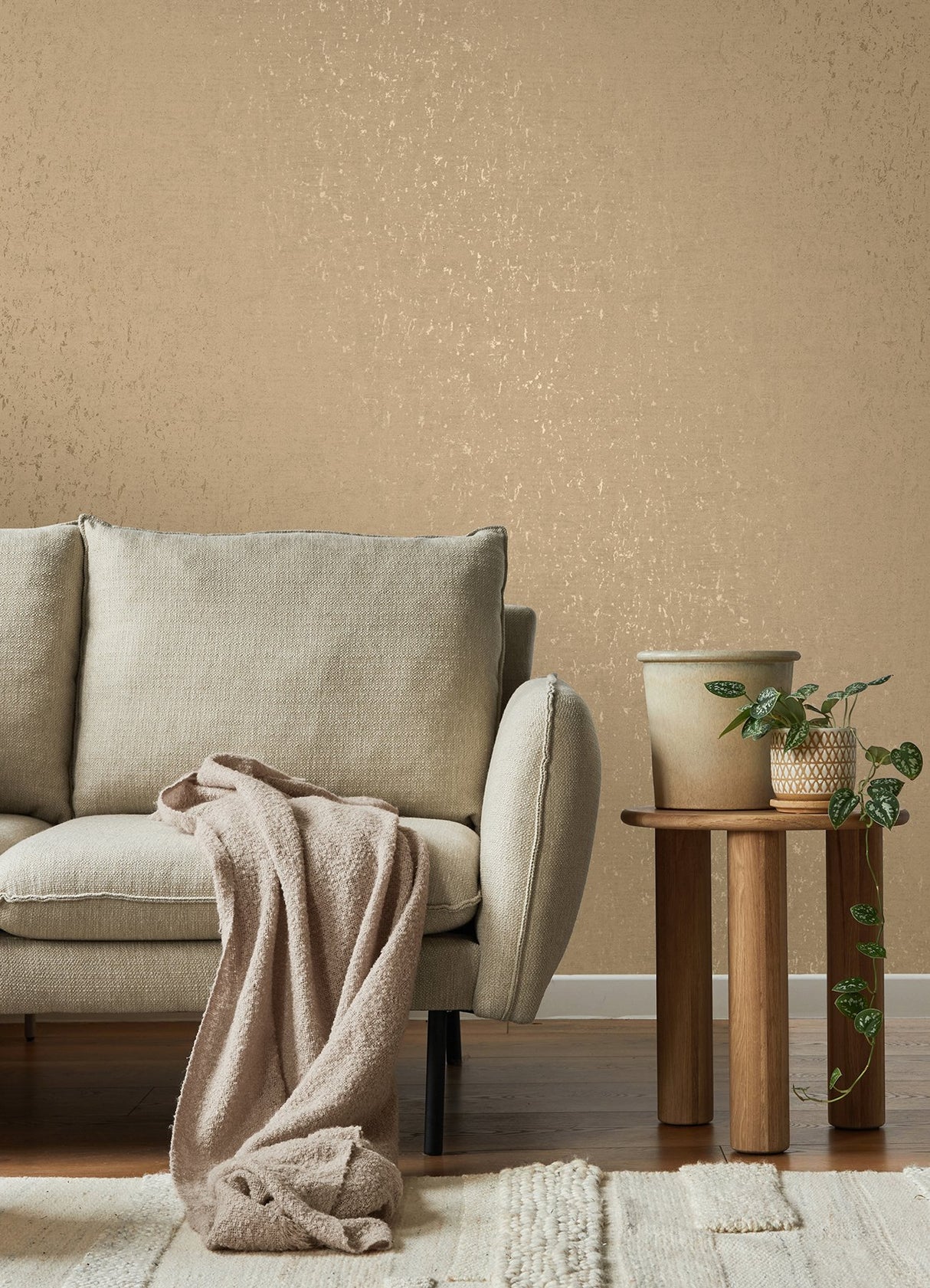 Callie Light Brown Concrete Wallpaper with Distressed Textures Industrial Pattern - Advantage 4125-26710