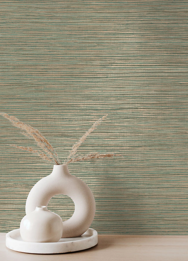Alton Copper Faux Grasscloth Wallpaper with Modern Graphics Pattern - Advantage 4125-26711