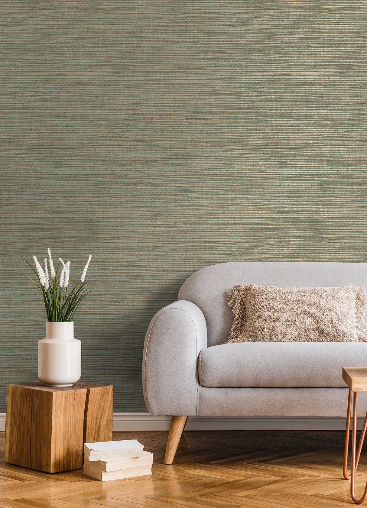 Alton Copper Faux Grasscloth Wallpaper with Modern Graphics Pattern - Advantage 4125-26711