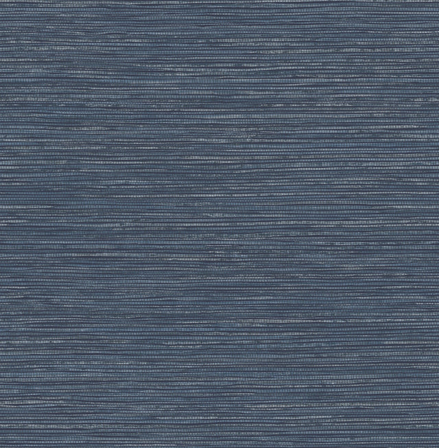 Alton Indigo Faux Grasscloth Wallpaper, Raised Ink Textured Modern Graphics - Brewster 4125-26712
