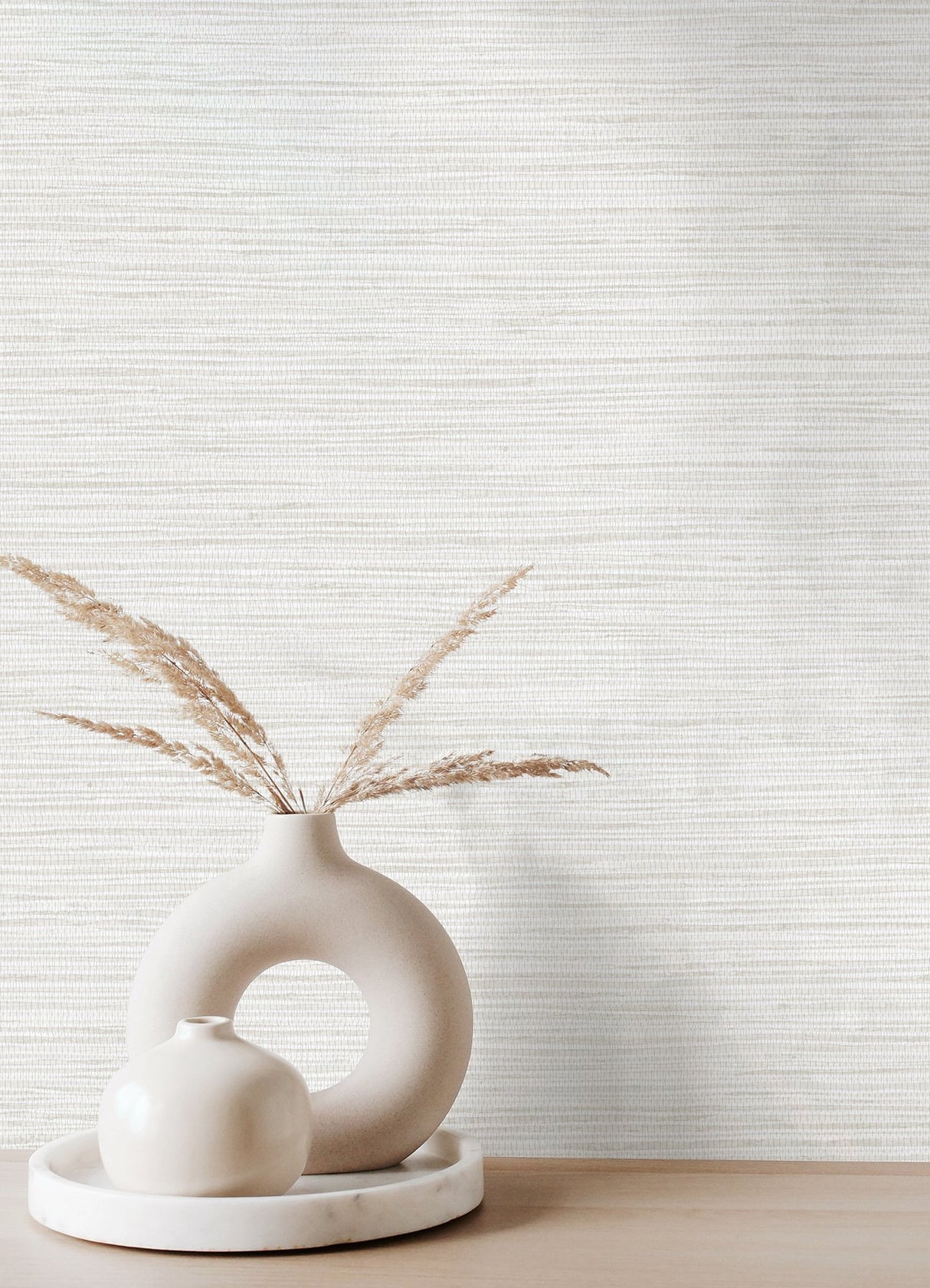 Alton Off White Faux Grasscloth Wallpaper with Metallic Textured Graphics - Brewster 4125-26713