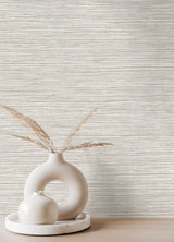 Alton Light Grey Faux Grasscloth Wallpaper with Modern Graphics Texture - Advantage 4125-26714