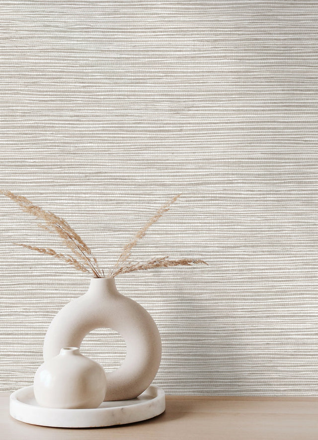 Alton Light Grey Faux Grasscloth Wallpaper with Modern Graphics Texture - Advantage 4125-26714