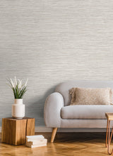Alton Light Grey Faux Grasscloth Wallpaper with Modern Graphics Texture - Advantage 4125-26714