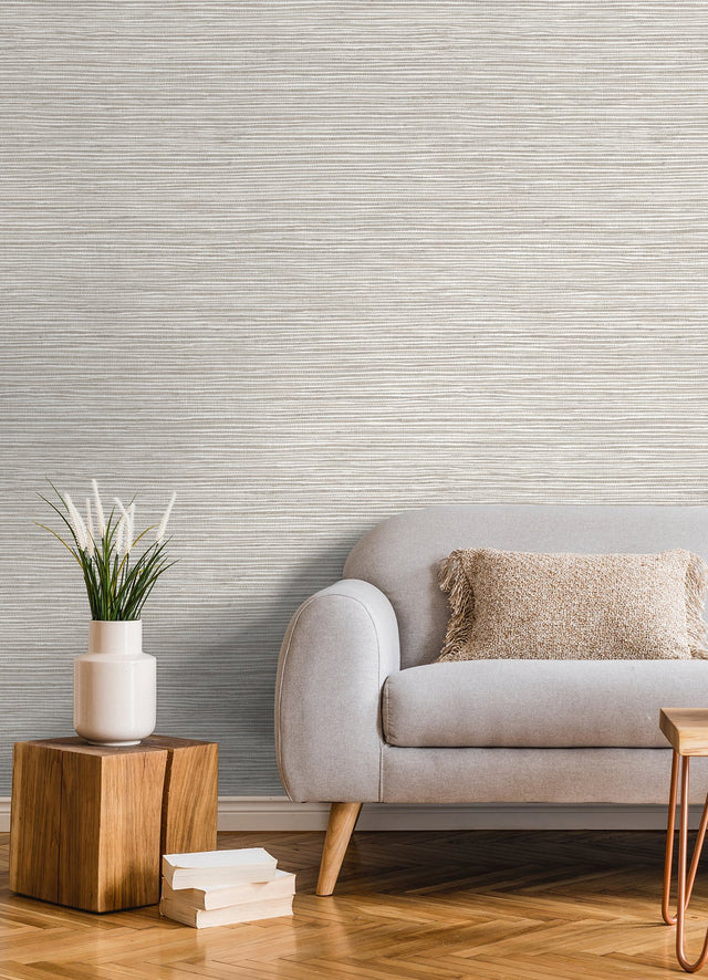 Alton Light Grey Faux Grasscloth Wallpaper with Modern Graphics Texture - Advantage 4125-26714