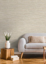 Alton Taupe Faux Grasscloth Wallpaper with Textured Raised Ink - Advantage 4125-26715