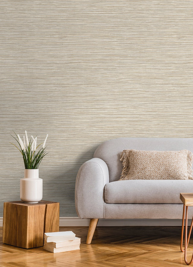 Alton Taupe Faux Grasscloth Wallpaper with Textured Raised Ink - Advantage 4125-26715