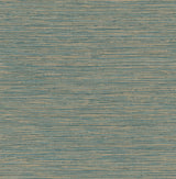 Alton Teal Faux Grasscloth Wallpaper with Metallic Textured Modern Graphics - Brewster 4125-26717
