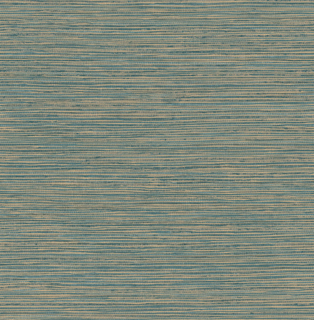 Alton Teal Faux Grasscloth Wallpaper with Metallic Textured Modern Graphics - Brewster 4125-26717