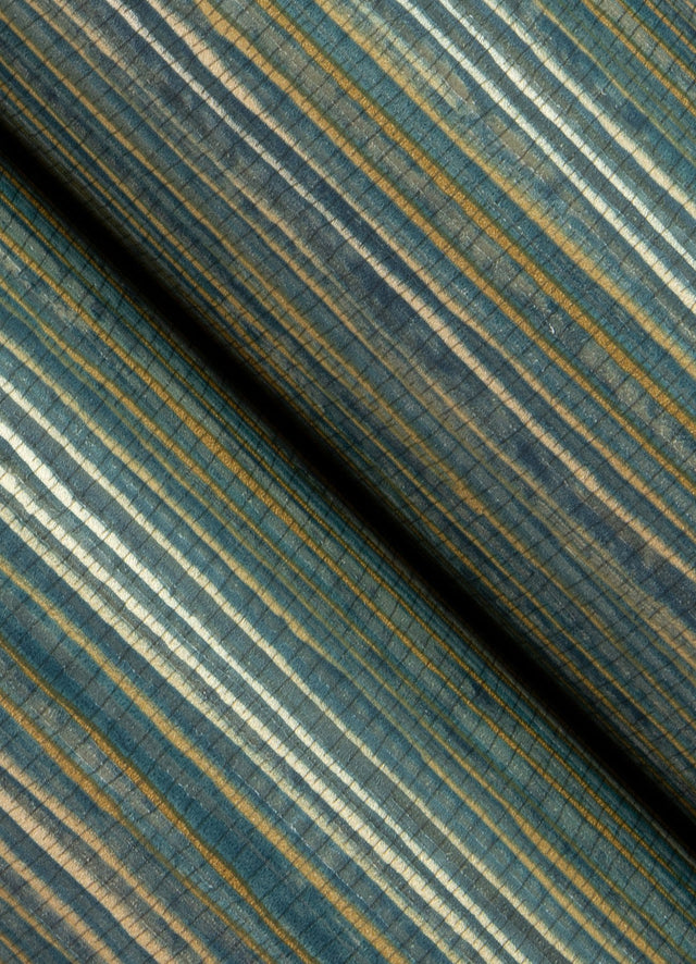 Alton Teal Faux Grasscloth Wallpaper with Metallic Textured Modern Graphics - Brewster 4125-26717