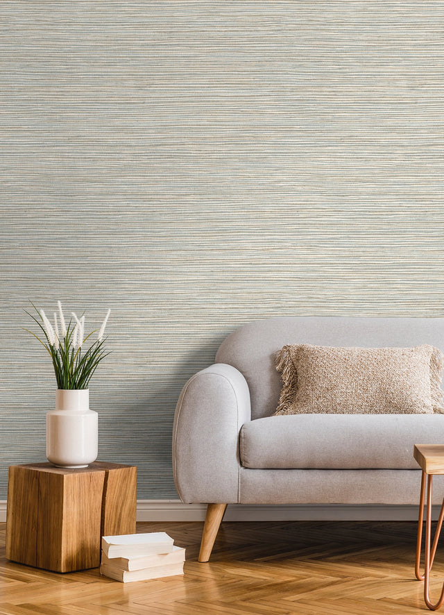 Alton Light Blue Faux Grasscloth Wallpaper with Modern Textured Graphics - Advantage 4125-26719