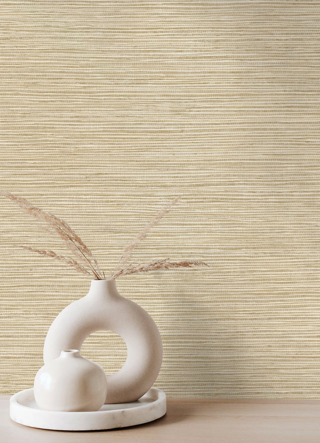 Alton Wheat Faux Grasscloth Wallpaper with Modern Graphics Texture - Advantage 4125-26720
