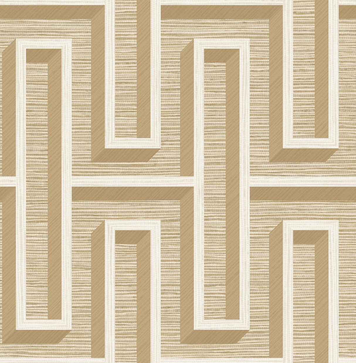 Henley Wheat Geometric Grasscloth Wallpaper with Modern Geometric Maze Pattern - Advantage 4125-26721
