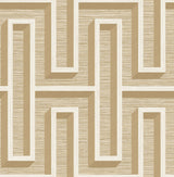 Henley Wheat Geometric Grasscloth Wallpaper with Modern Geometric Maze Pattern - Advantage 4125-26721