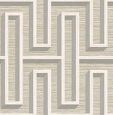 Henley Taupe Geometric Grasscloth Wallpaper with Modern Graphics Maze Pattern - Advantage 4125-26725