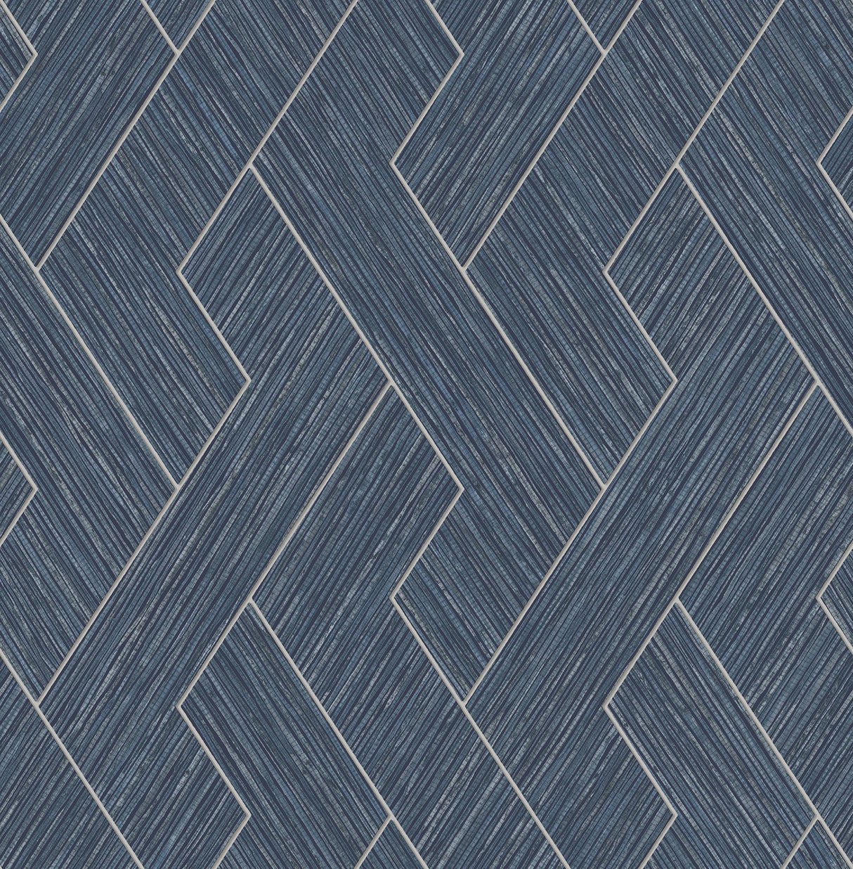 Ember Indigo Geometric Basketweave Wallpaper with Modern Metallic Textured Graphics - Brewster 4125-26727