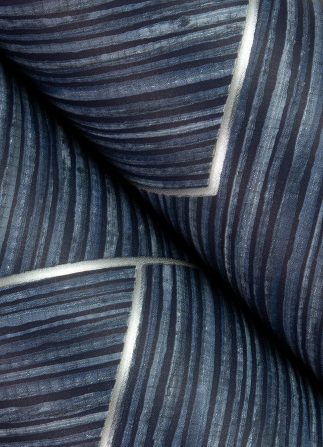 Ember Indigo Geometric Basketweave Wallpaper with Modern Metallic Textured Graphics - Brewster 4125-26727