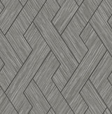 Ember Grey Geometric Basketweave Wallpaper with Modern Graphic Faux Grasscloth Texture - Brewster 4125-26729