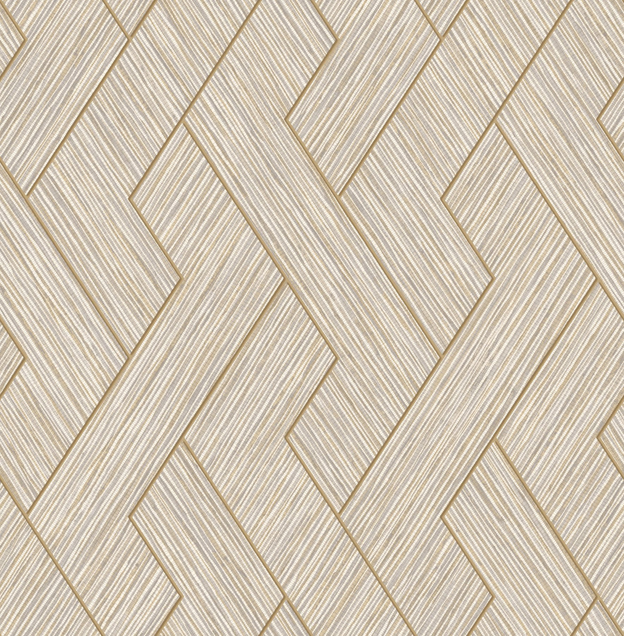 Ember Taupe Geometric Basketweave Wallpaper with Metallic Faux Grasscloth Weave - Advantage 4125-26730