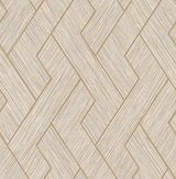 Ember Taupe Geometric Basketweave Wallpaper with Metallic Faux Grasscloth Weave - Advantage 4125-26730