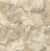 Aria Neutral Marbled Tile Wallpaper with Metallic Raised Ink Texture - Brewster 4125-26732