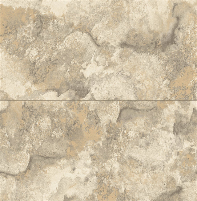 Aria Neutral Marbled Tile Wallpaper with Metallic Raised Ink Texture - Brewster 4125-26732