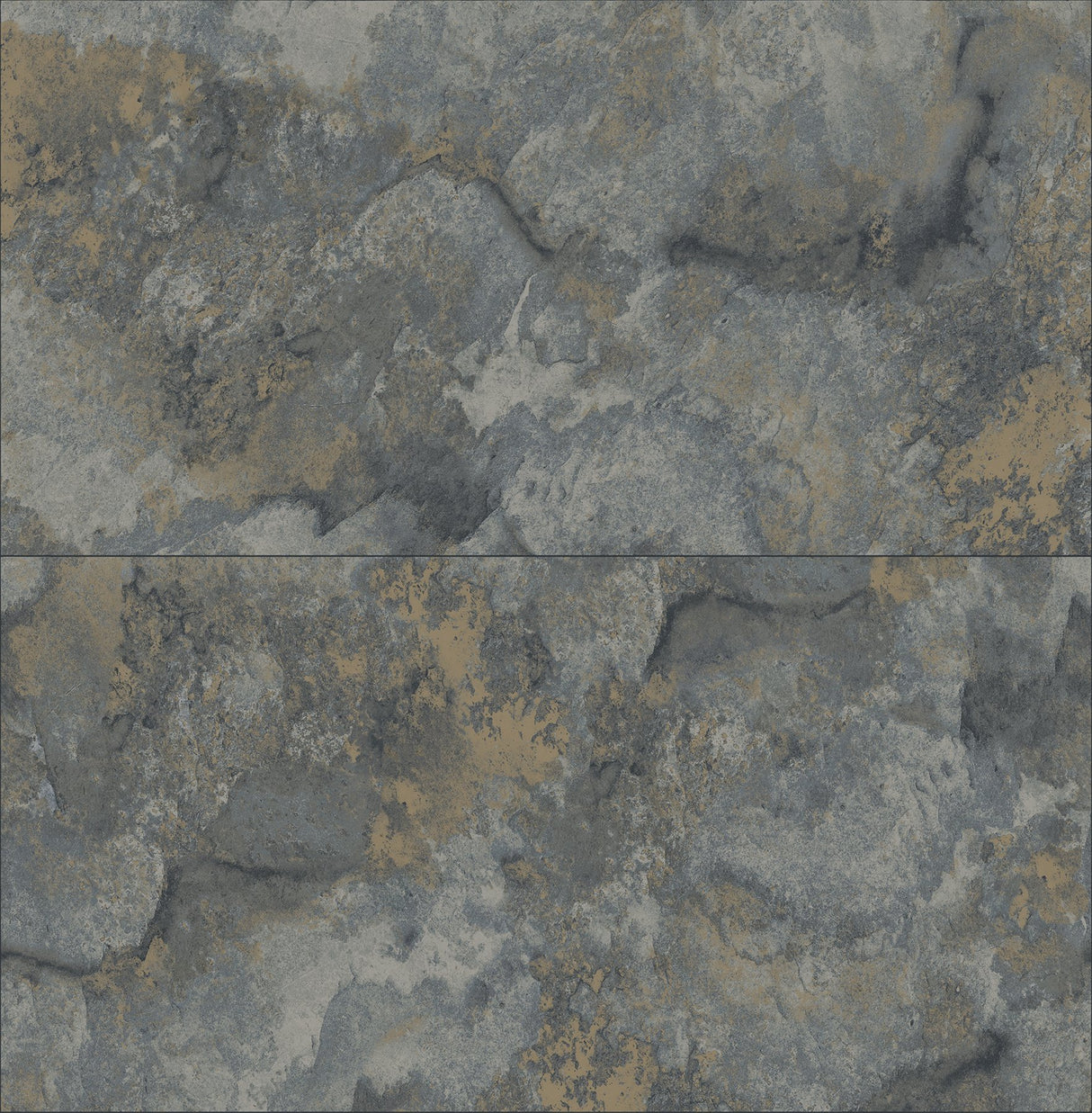 Aria Slate Marbled Tile Wallpaper with Metallic Textured Stone Pattern - Brewster 4125-26734