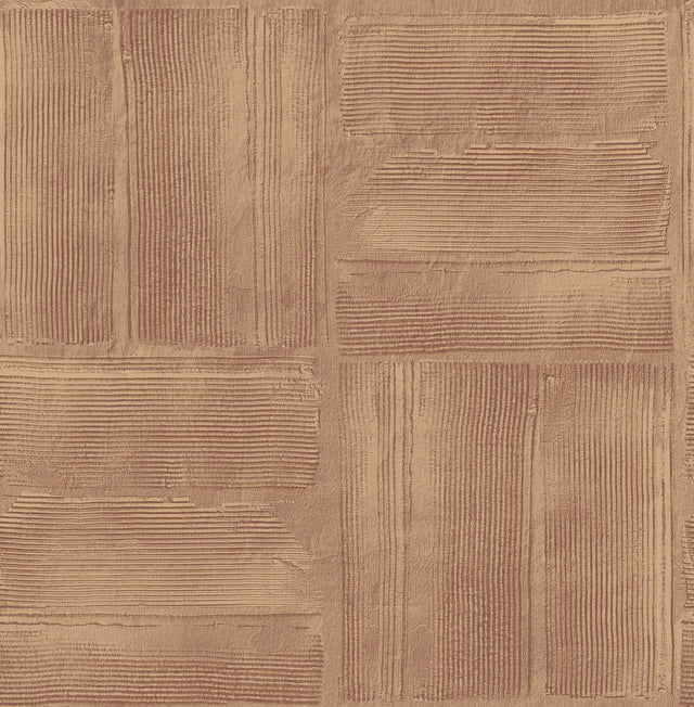 Jasper Rust Block Texture Wallpaper with Metallic Raised-Ink Geometric Pattern - Advantage 4125-26736