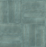 Jasper Teal Block Texture Wallpaper with Metallic Raised Ink Geometric Bohemian Style - Advantage 4125-26737