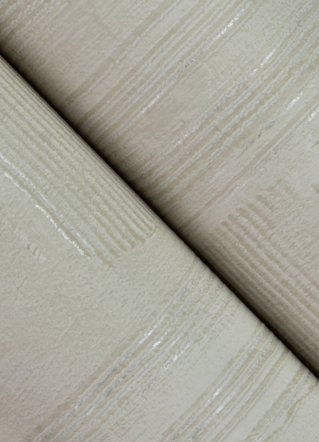 Jasper Ivory Block Texture Wallpaper with Metallic Raised-Ink Geometric Motif - Advantage 4125-26738