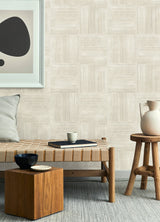 Jasper Ivory Block Texture Wallpaper with Metallic Raised-Ink Geometric Motif - Advantage 4125-26738
