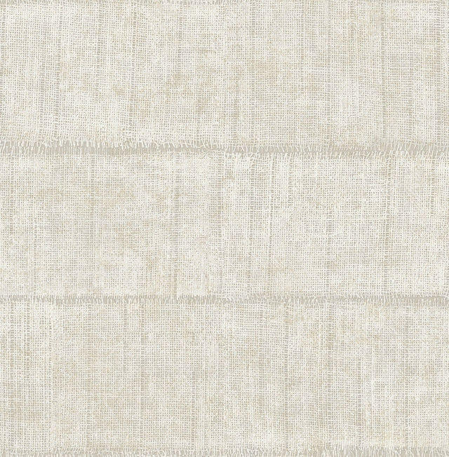 Blake Bone Texture Stripe Wallpaper with Metallic Raised Ink Farmhouse Woven Look - Advantage 4125-26739