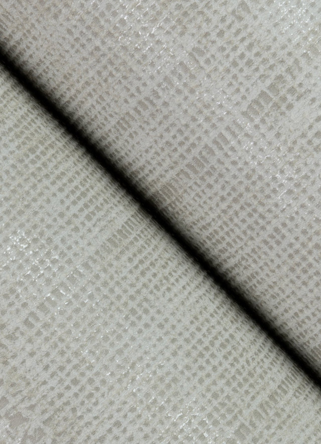 Blake Bone Texture Stripe Wallpaper with Metallic Raised Ink Farmhouse Woven Look - Advantage 4125-26739