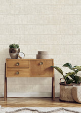 Blake Bone Texture Stripe Wallpaper with Metallic Raised Ink Farmhouse Woven Look - Advantage 4125-26739