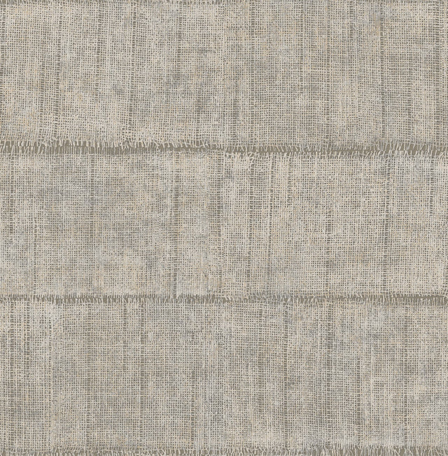 Blake Light Grey Texture Stripe Wallpaper with Fabric & Woven Textures Farmhouse Style - Advantage 4125-26740