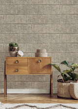 Blake Light Grey Texture Stripe Wallpaper with Fabric & Woven Textures Farmhouse Style - Advantage 4125-26740
