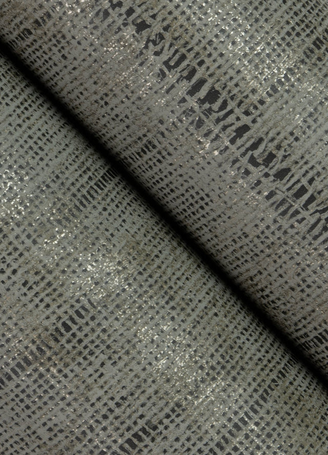 Blake Dark Grey Texture Stripe Wallpaper with Metallic Raised-Ink Fabric Texture - Advantage 4125-26741