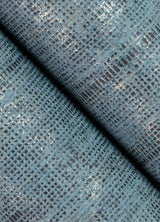 Blake Denim Texture Stripe Wallpaper with Metallic Raised Ink Farmhouse Graphics - Advantage 4125-26742