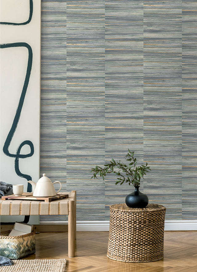 Rowan Blue Faux Grasscloth Wallpaper with Modern Graphic Faux Grasscloth Pattern - Advantage 4125-26745