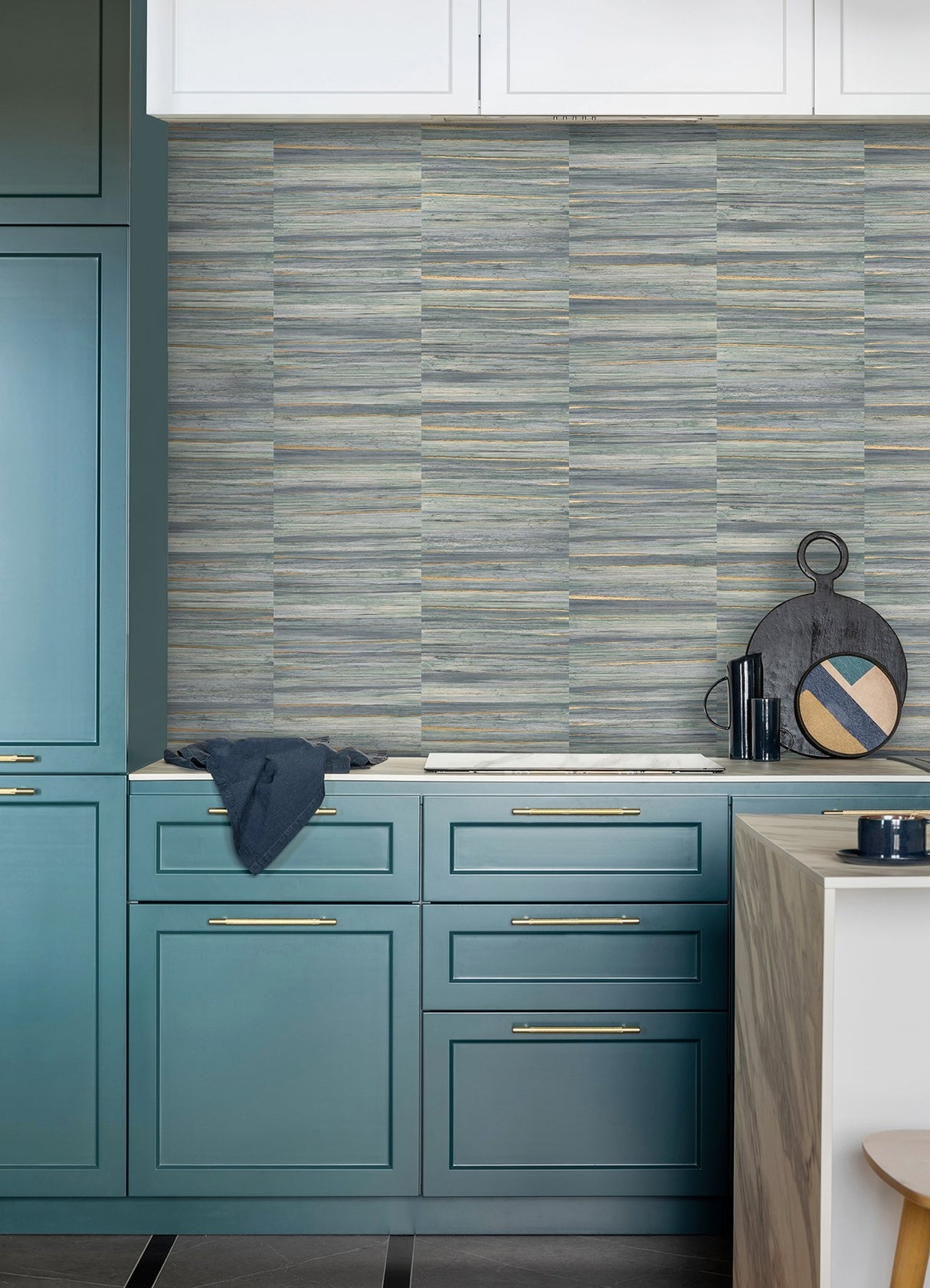 Rowan Blue Faux Grasscloth Wallpaper with Modern Graphic Faux Grasscloth Pattern - Advantage 4125-26745